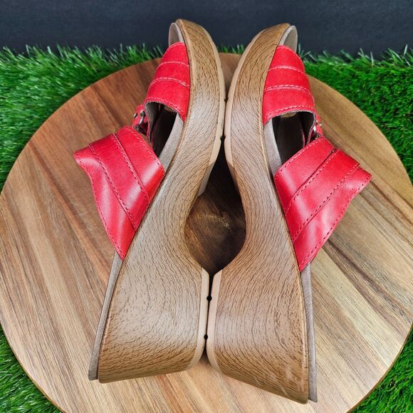 Dansko Jessie Red Leather Double Strap Slide Sandals Size EU 38 US 7.5- 8 - Picture 8 of 12